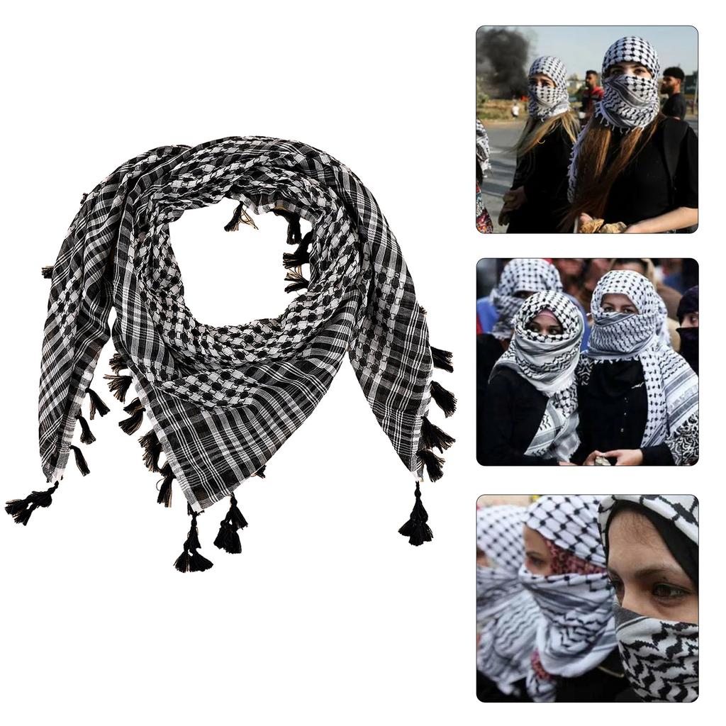 Multiuse Arafat Hijab Scarf Jacquard Shawl Scarf Adult Desert Arab Shemagh Headscarf Arabian Dubai Saudi Head Covering
