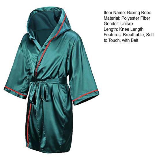 Adults Hooded Boxing Men Women Boxer Robe Breathable Knee Length Sanda Fighting Wrestle Martial