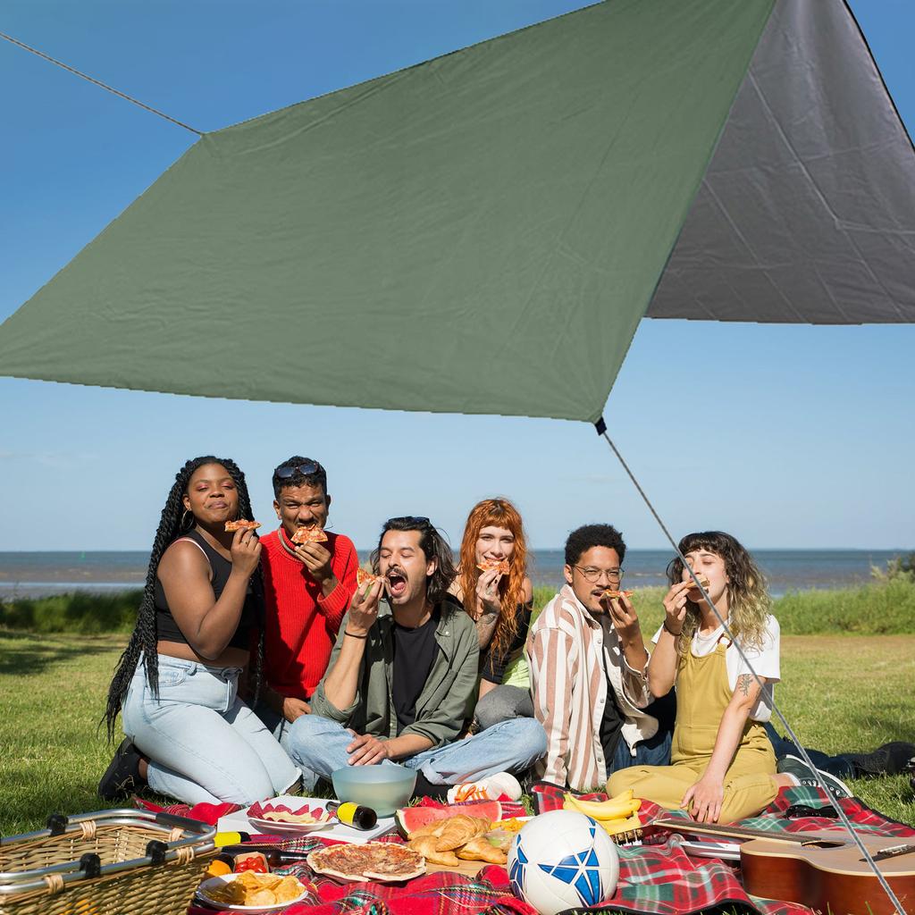 10 X 10 FT Sail Canopy Waterproof Rain Fly Sun Shade UV Resistant Heavy Duty Sand Sunshade With