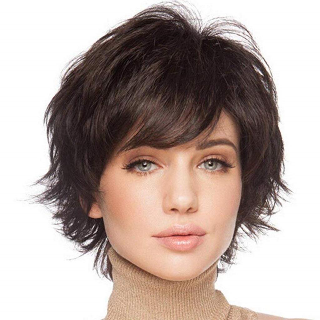 Short Red Wine Brown Synthetic Hair Wigs Black Women Female Haircut Puffy Curly Natural Wig