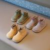 Children's Frosted Leather Boots Girls Retro Short Velvet Boots Baby Versatile Casual Cotton Boots
