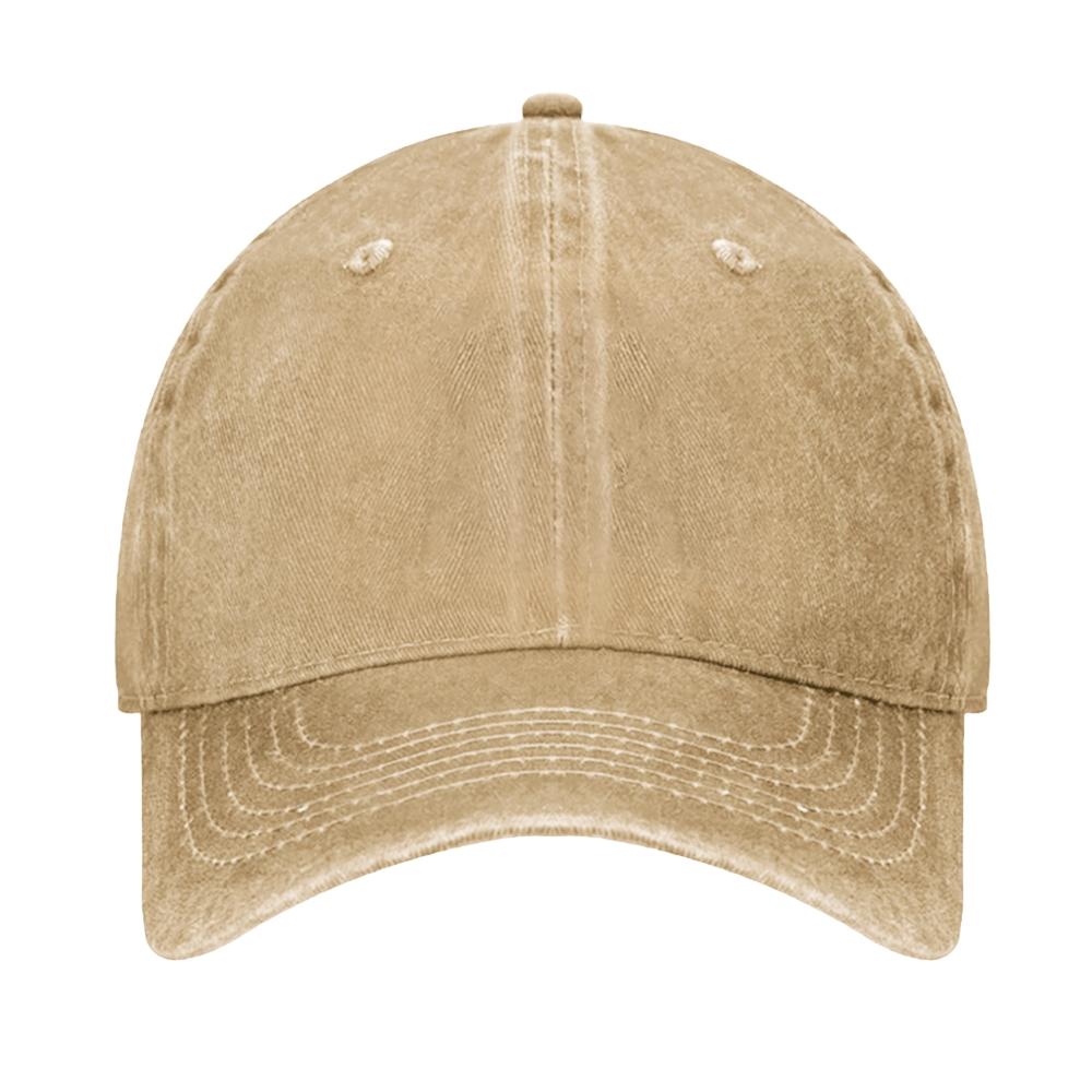 Vintage Distressed Denim 6-Panel Baseball Cap with Customizable Logo Curved Brim Ready to Ship for Unisex