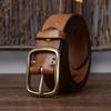 3,8 см в ширину итальянский утолщенный первый слой чистой коровьей кожи с медной пряжкой из натуральной кожи мужской ремень в стиле ретро для джинсов