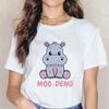 Funny Baby Hippo Moo Deng Tshirt Women Men Fashion T-shirt Streetwear Kawaii Cartoon T Shirt Harajuku Y2k Tee Tops Mange Clothes
