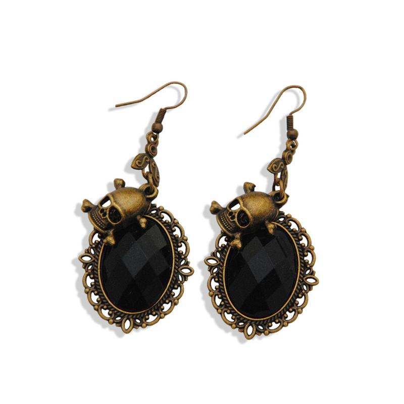 Винтажные Хрустальные Серьги со Стразами для Вечеринки Череп для Головы Висячие Серьги Хэллоуин Панк Украшения для Женщин Девушек Му