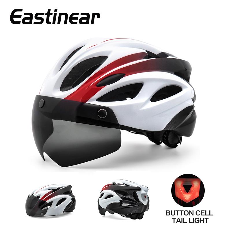 Eastinear Bicycle Helmet Adult Men and Women Outdoor Highway Mountain Biking Helmet With Magnetic Goggles and Shiny Tail Lights