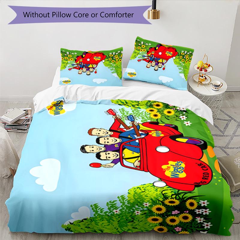 The Wiggles 3pcs Bedding Set Duvet Cover Closure Includes 1 Duvet Cover & 2 Pillowcases for All Seasons Bedroom Home Dorm Decor