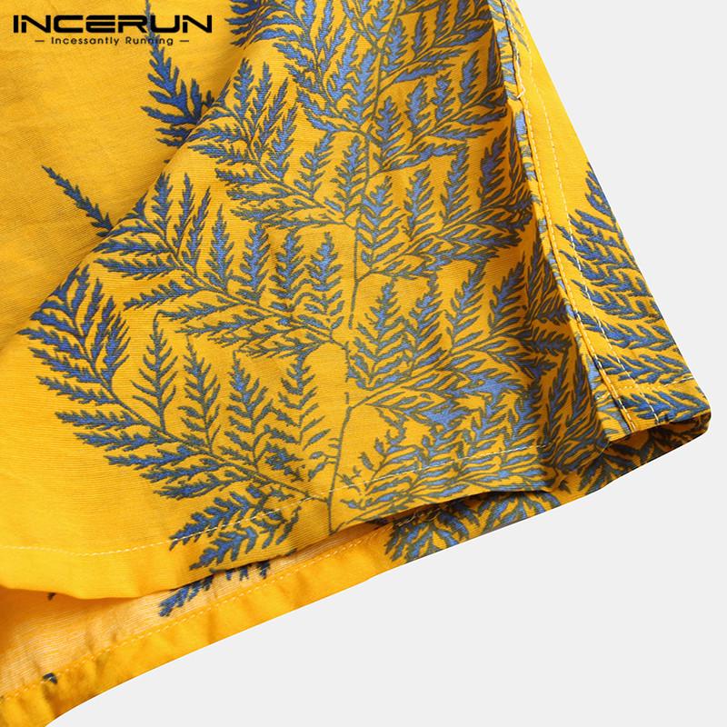 Гавайская пляжная рубашка INCERUN с коротким рукавом и тропическим принтом, для мужчин