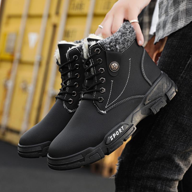Fashion 2024 New Winter Men Snow Boots Waterproof Leather Sneakers Warm Plush High Quality Outdoor Hiking Boots Camping Shoes Big Size