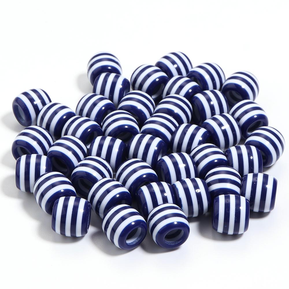 50pcs/lot Barrel Shape Rainbow Striped Resin Beads Big Hole Spacer Beads DIY Bracelet Necklace Jewelry Making Accessories