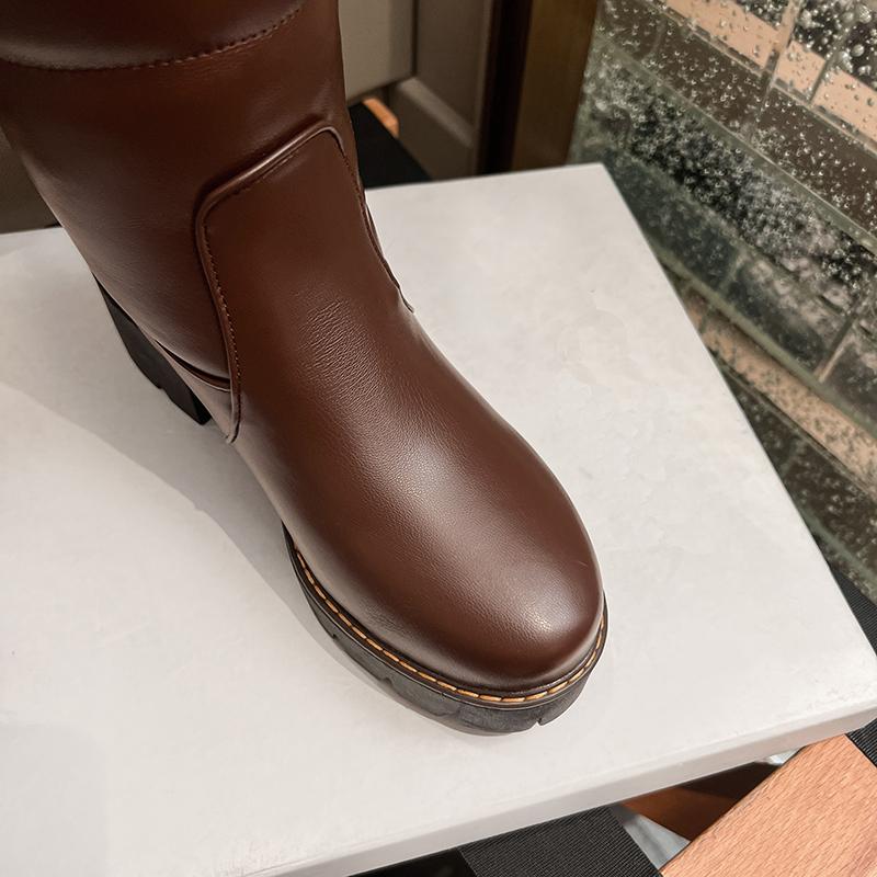 Женские длинные сапоги на высоком каблуке, новые зимние теплые зимние сапоги, большие плюшевые женские сапоги из однотонной кроличьей шерсти