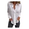 Women Shirt Lapel Long Sleeve Hollow Flower Pattern Shirt Tops Solid Color Loose Fit Single