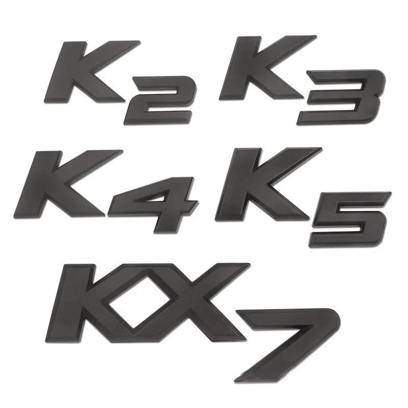 HRHT5 3D Metal Chrome Black K2 K3 K4 K5 KX7 Letters Logo Rear Boot Trunk Emblem Badge Sticker For Kia Car Styling Accessories