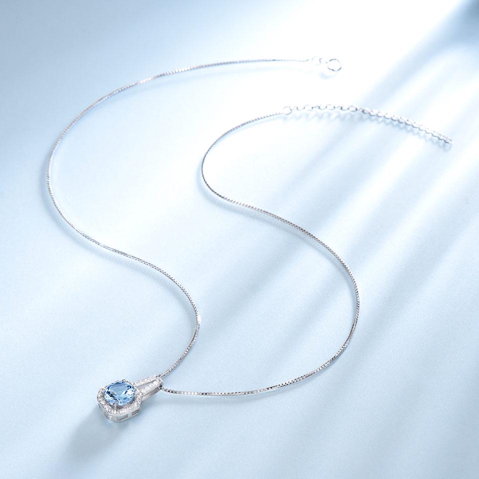 Umcho Created Sky Blue Topaz Gemstone  For Women Pendant Brand Fine Jewelry Gift for Wedding
