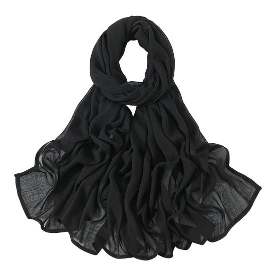 Women Scarf Solid Color Wide Edge Design Thin Scarf Breathable Shawl Versatile Head Wrap Stylish Accessory