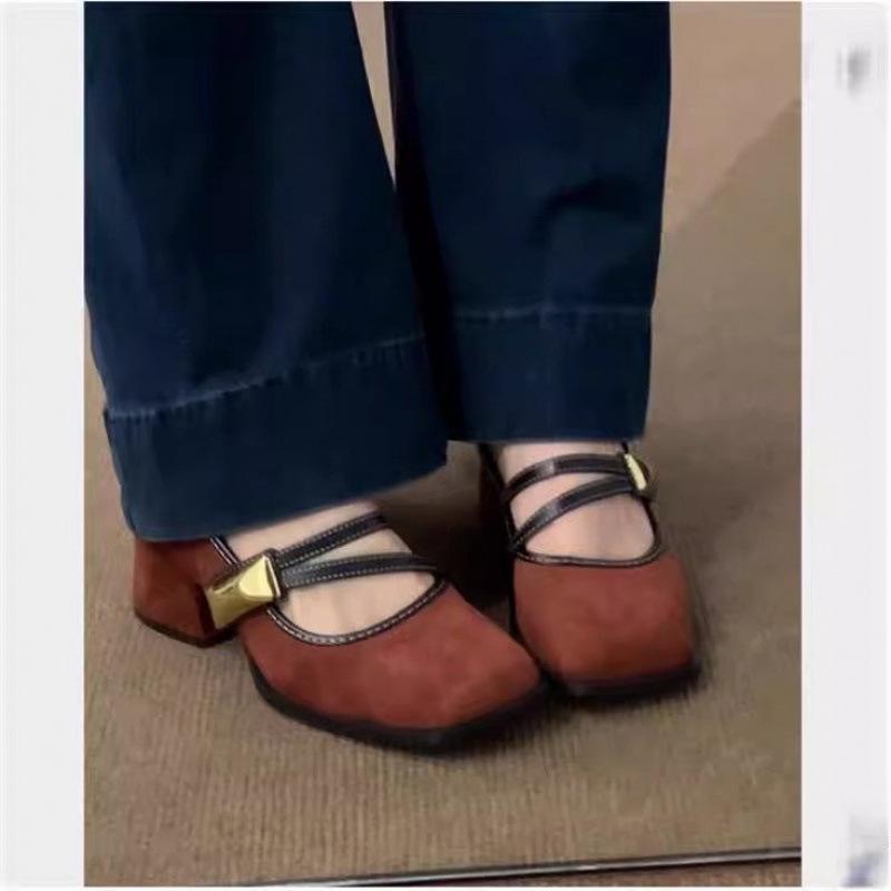 Мода Новая весна Ретро квадратный носок Женская обувь Модная Неглубокий вырез Повседневный Средний каблук Элегантные минималистичные удобные Туфли для платья