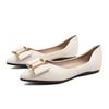 Fashion Pointed Flat Shoes for Women New Summer Style French Single Shoes Soft Leather Shallow Mouth Casual Large Women's Shoes 41-43