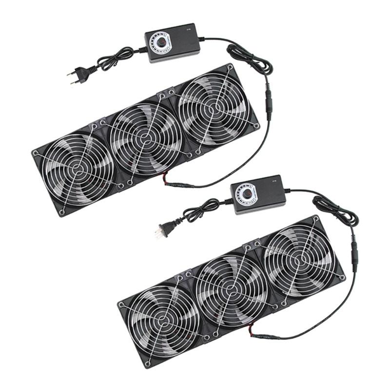Ventilation Fan 3x120mm 2750rpm Axial Cooling Fan Set for Server Workstation and Window Exhaust with Speed Control 240V