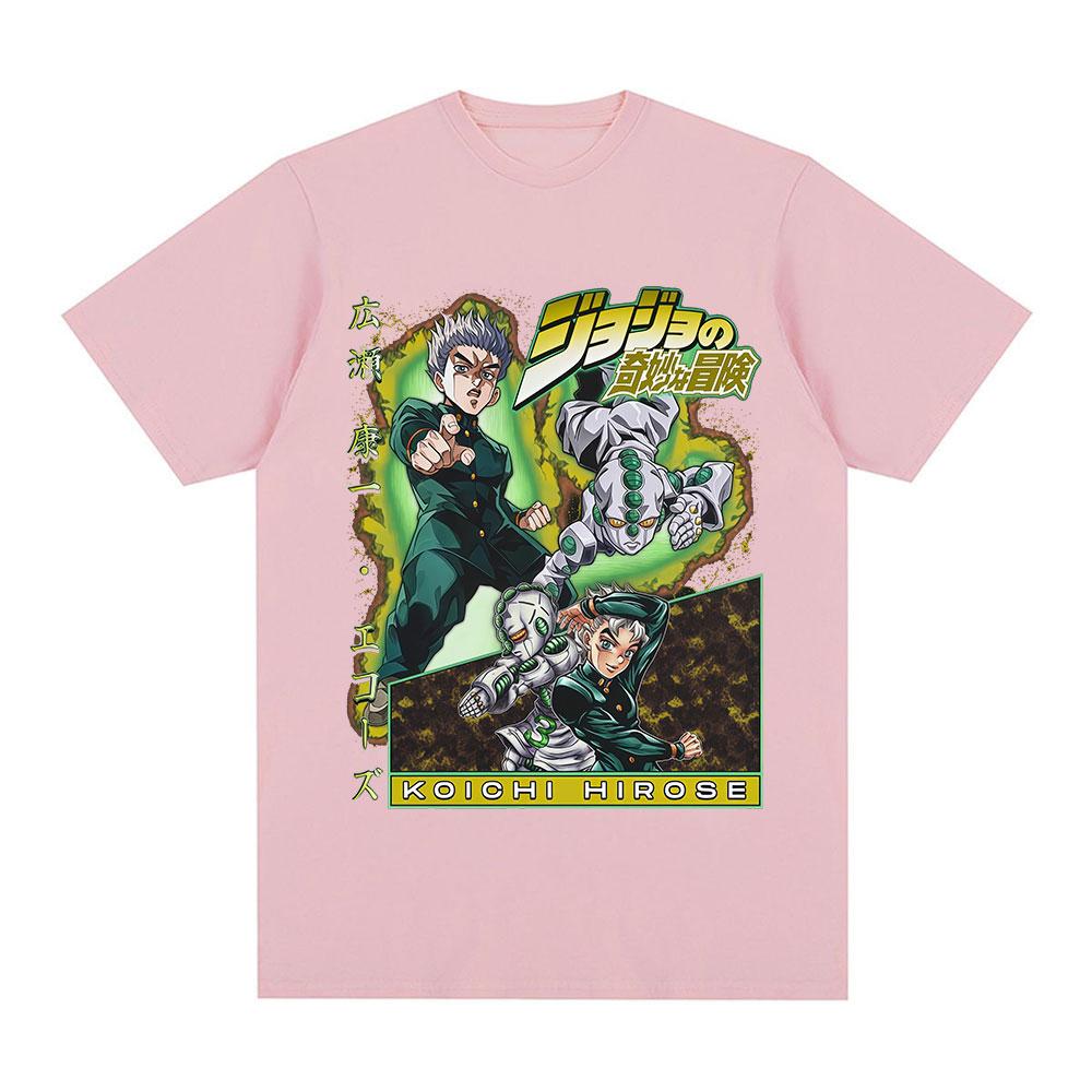 Аниме JoJo's Bizarre Adventure Хиросе Коичи Футболки с Графическим Принтом Унисекс Повседневные Хлопковые Y2K С коротким рукавом Свободный Топ Уличная одежда