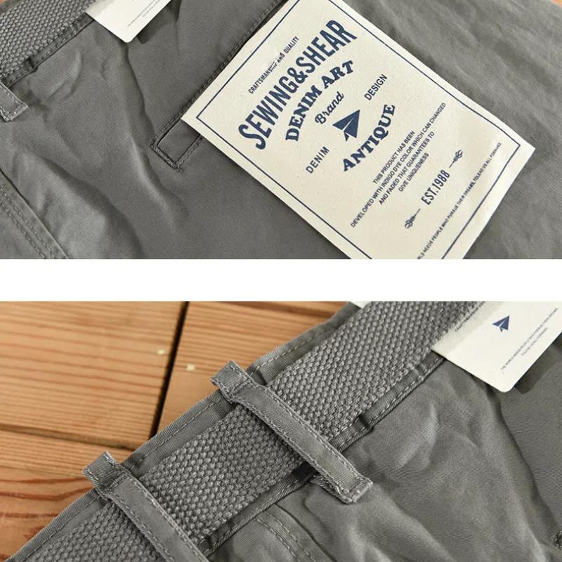Spring and Autumn Men's Pants Japanese Style Cargo Pants Causal Cotton Soft and Comfortable Baggy Khaki Pant with Belt
