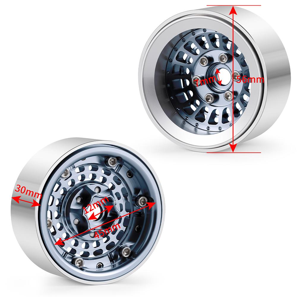 AXSPEED 4Pcs Aluminum Alloy 30mm 1.9 inch Beadlock Wheel Rims Hubs for Axial SCX10 TRX-4 1/10 RC Crawler Car Upgrade Parts