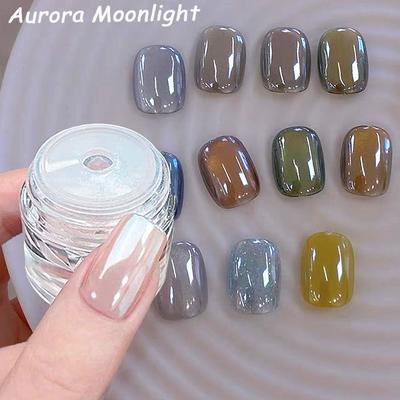1 банка Покрытие Aurora Chrome Пудра для ногтей Высокоглянцевый лунный зеркальный мелкий блестящий пигмент Aurora Pearl Втирание пыли Хромированные ногти