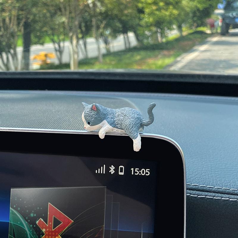 Kawaii Украшение для салона автомобиля Смола Кошки Орнамент Фигурки котят Миниатюрные животные Микро Ландшафт Модель Милые автомобильные аксессуары