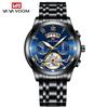 Часы tourbillon из нержавеющей стали, неавтоматические, механические, многофункциональные, деловые, со светонакопителем, водонепроницаемые, мужские
