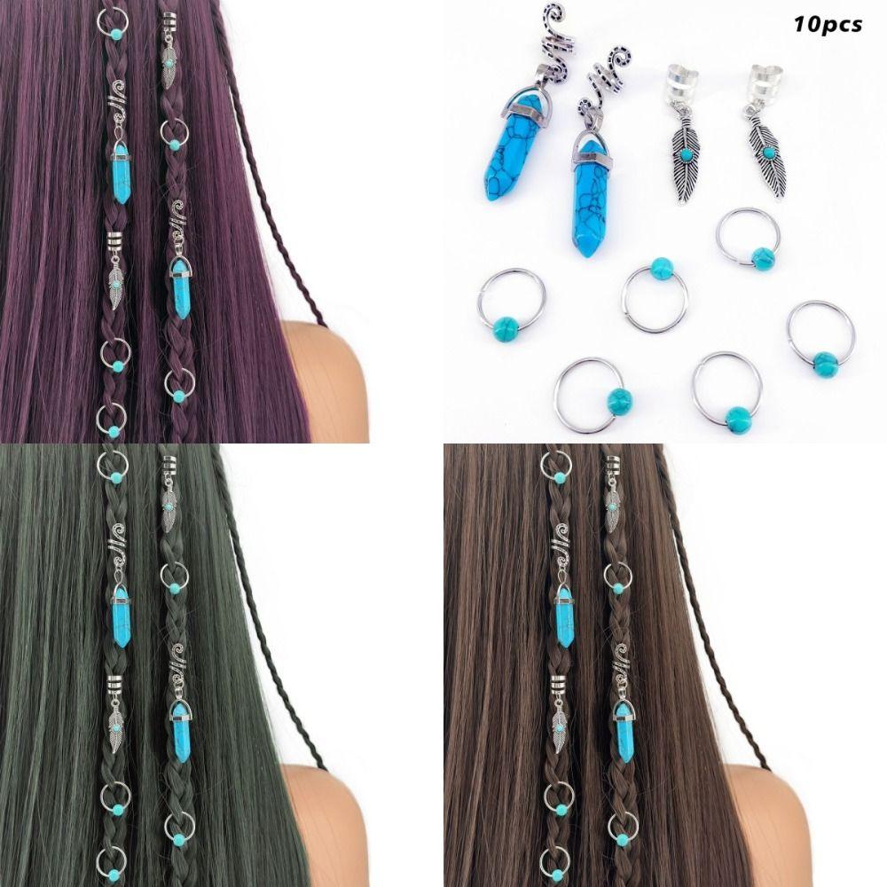 10pcs Dread Locks Dreadlocks Beads Hair Braiding Hair Braid Tubes Hollow Out Hair Ring for Braids