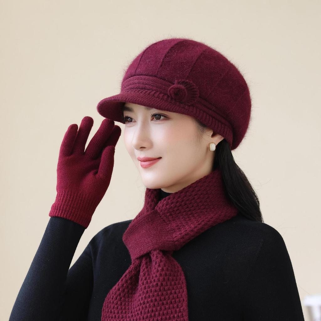 Новые осенне-зимние шерстяные шапки для пожилых и бабушек, теплые вязаные шапки для мам среднего и пожилого возраста, хлопковые шапки, женские шапки