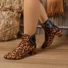 2024 High Quality Ladies Shoes Ankle Women's Boots Fashion Back Zip Modern Boots Women Sexy Leopard Print Rivet Shoes for Women