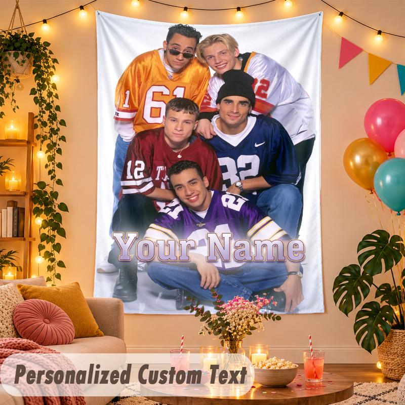 Backstreet Boys Personalized Wall Tapestry Custom Name Text Polyester Hanging Decor Home Room