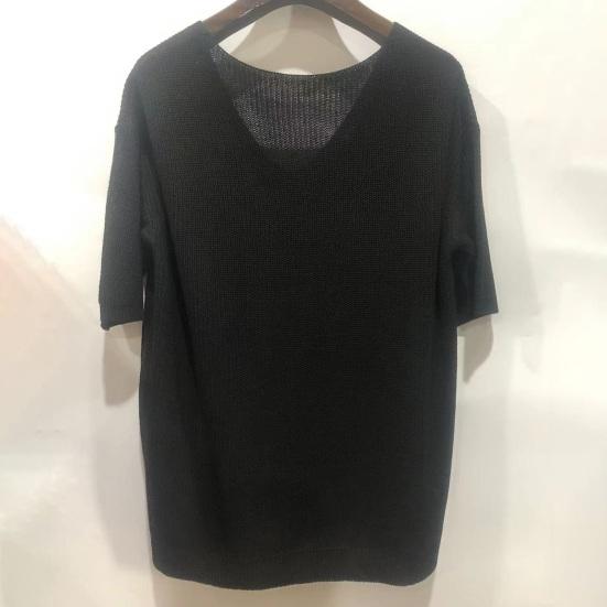 Летняя мужская футболка трикотажная с v-образным вырезом и половиной рукавов, однотонный свободный пуловер, эластичный повседневный спортивный топ средней длины, трикотаж