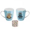 [A1992] - Blue 'Allen Designs' Porcelain Mug Set (cat) - 8x10cm