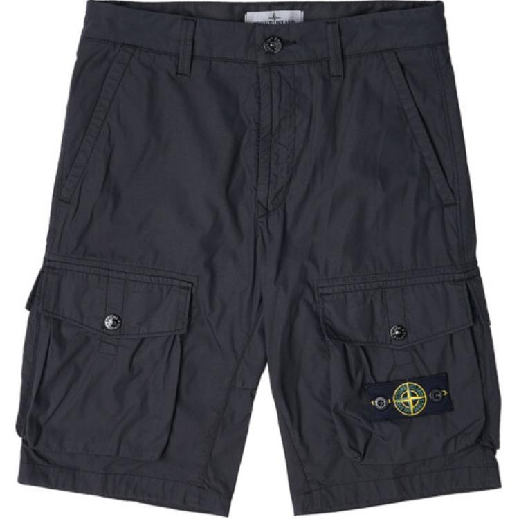 STONE ISLAND Однотонные шорты с карманом на молнии и логотипом для детей Черные 7816L0301-V1029