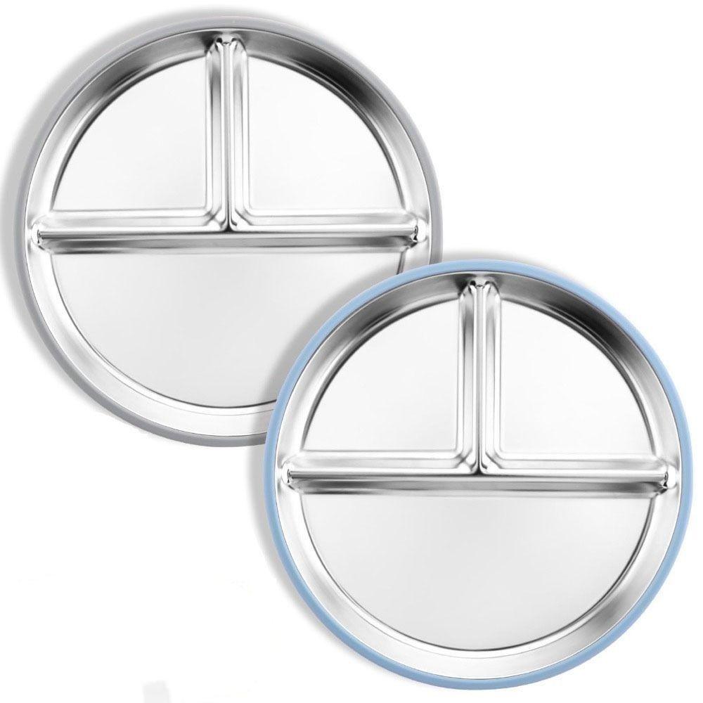 304 Нержавеющая сталь Детская присоска Обеденная тарелка Разделенный дизайн Детские миски для кормления малышей