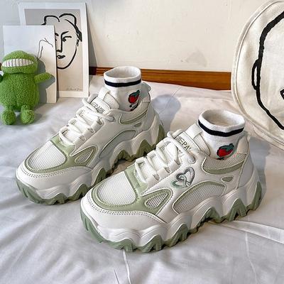 Дышащая женская обувь для папы, новая весенне-летняя спортивная обувь, женская корейская версия, универсальные полые кроссовки для женщин, увеличивающая рост