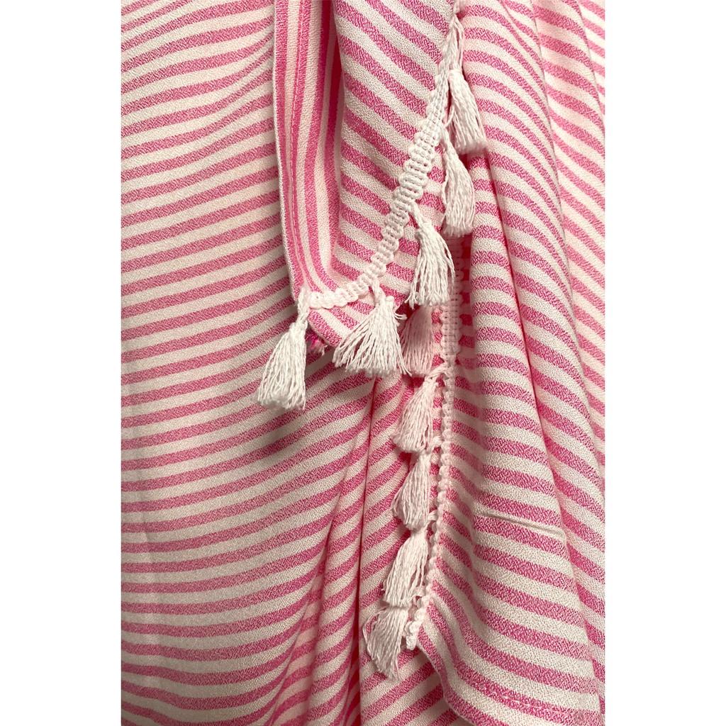Пештемаль в полоску из органического хлопка 90х150см с кисточкой