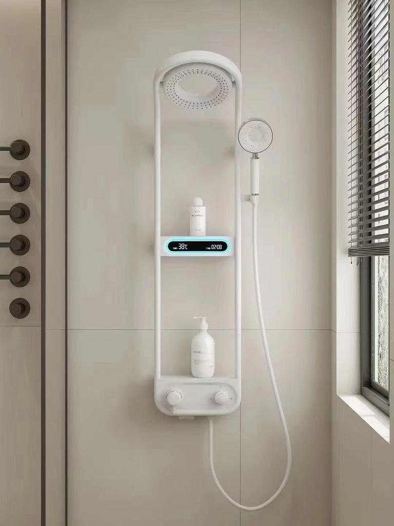 Набор смесителей для душа настенный из белой латуни и ABS термостатический цифровой дисплей набор смесителей для душа с эффектом дождя для ванной комнаты