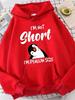 Men I'm Not Short I'm Penguin Size Hoodie Navy Oversized Cute Penguin Graphic Pullover Streetwear Sweatshirt Autumn Winter