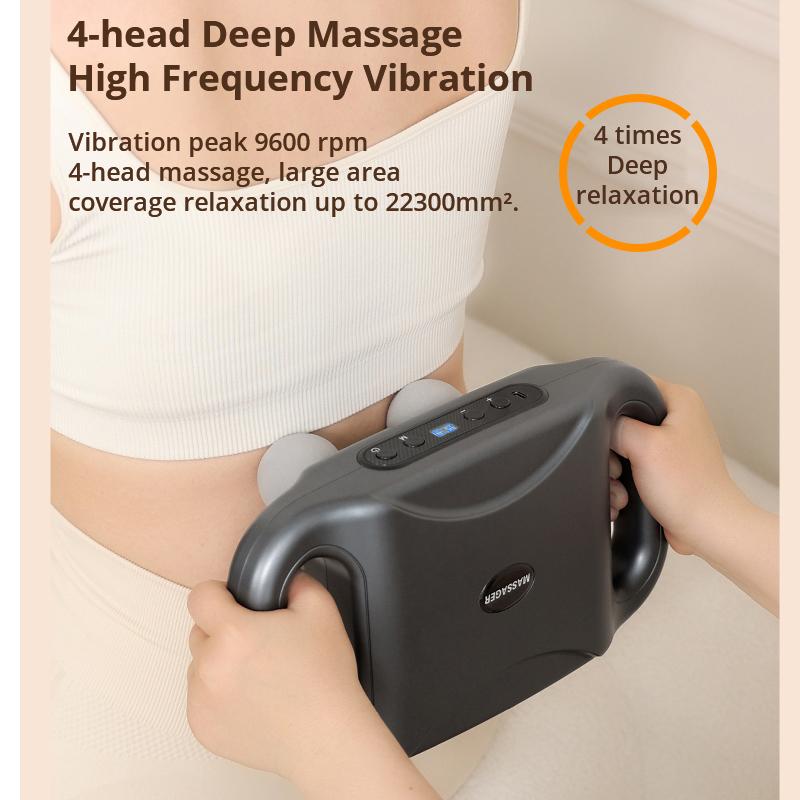 Беспроводной удобный массажный пистолет с 4 головками, массажный инструмент для шеи, шейного отдела позвоночника, массажное оборудование для релаксации мышц
