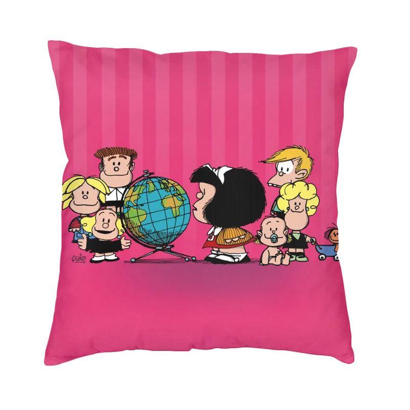 Happy Mafalda Square Pillow Cover Decoration Argentina Manga Quino Comic Cushion Cover Throw Pillow Sofa Doublesided Printing