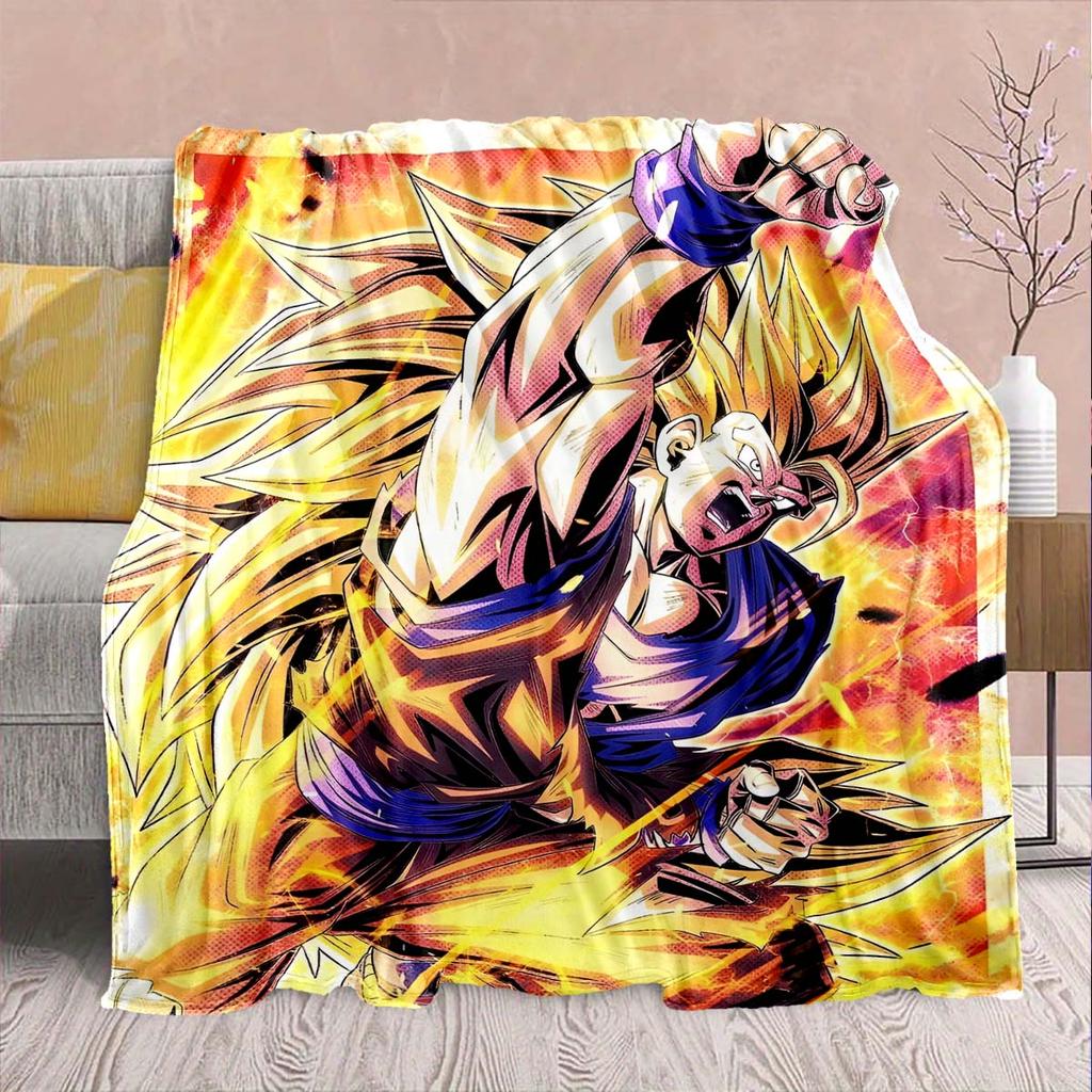 Фланелевое одеяло из аниме Dragon Ball - Мягкое, теплое, идеально подходит для дивана, постельного белья, кемпинга, путешествий, офиса, домашнего декора -QJY