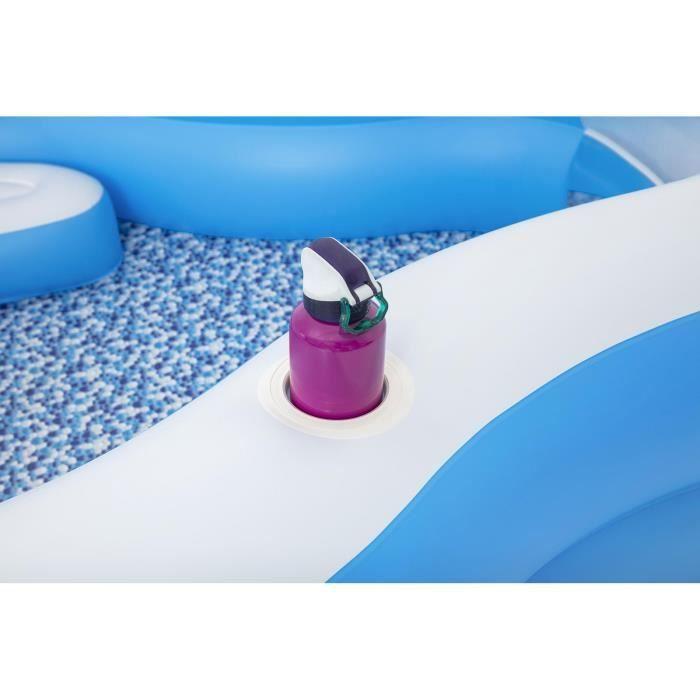 Piscine Gonflable Enfant - Bestway - Bateau avec Gouvernail et Parasol - 270x198x51 cm - Bleu