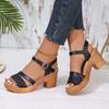 Womens Weave High Heels Sandals 2024 Summer Thick Platform Roman Sandals Woman Ankle Straps Vacation Leisure Beach Shoes