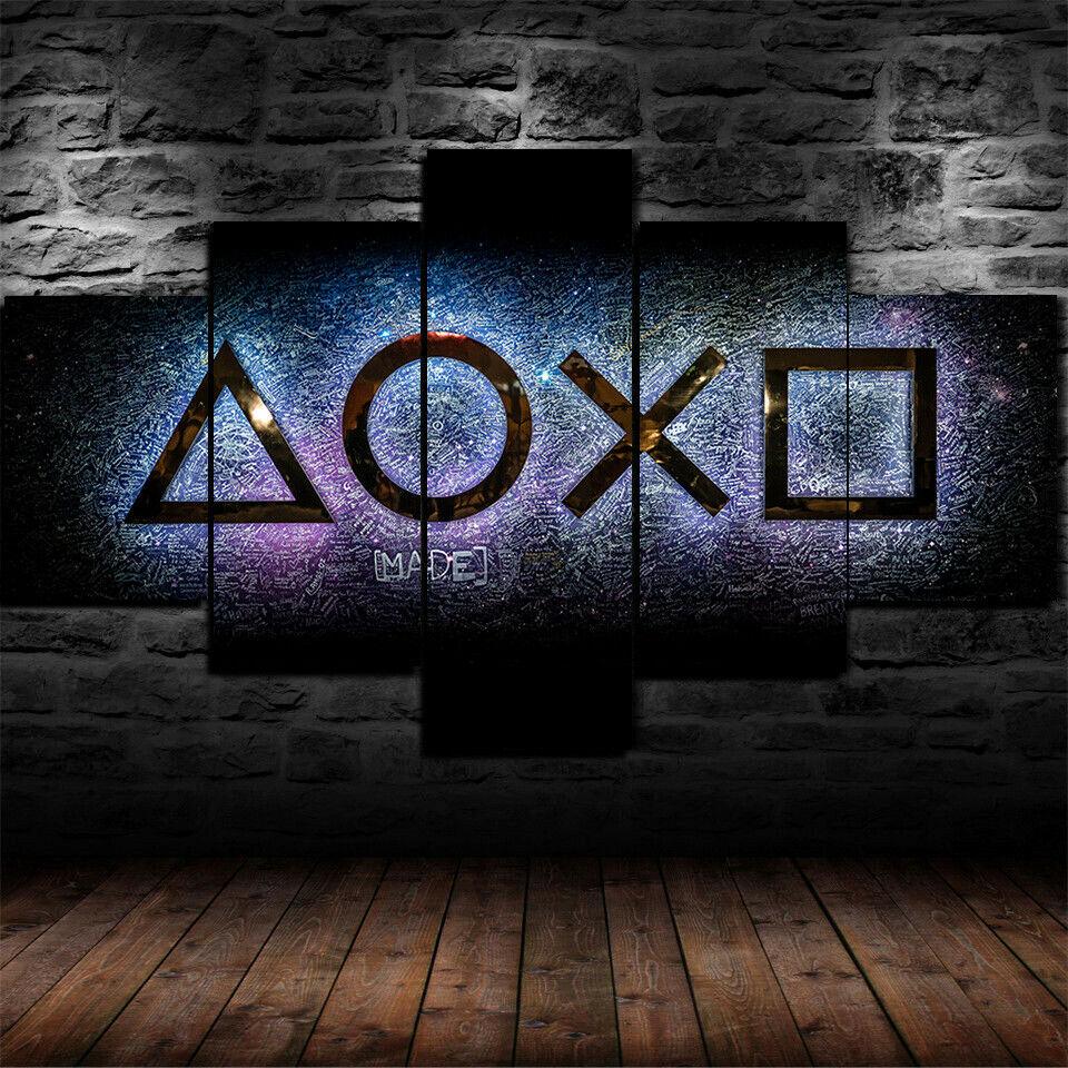 Игровая арена, японский логотип, 5 панелей, холст, картина, печать, настенная живопись, холст, Настенный декор для гостиной, плакат без рамки