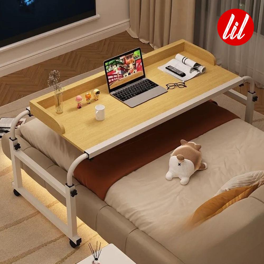 Adjustable Overbed Table Rolling Laptop Desk Mobile Standing Desk Bedside Study Table for Home Office