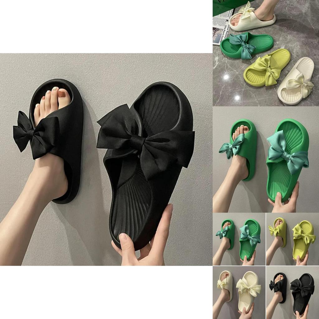 Comfortable And Soft Silk Bow Slippers With Anti-slip Platform