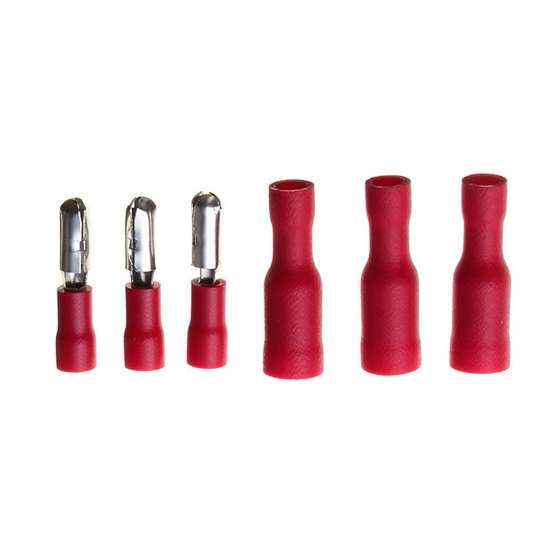 100Pcs/Bag Red Bullet Male & Female Crimp Terminals Pre-insulated Wire Connectors