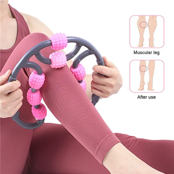 U Shape Trigger Point Massage Roller For Arm Leg Neck Muscle Tissue For Gym Yoga Pilates Sports 8 Wheel